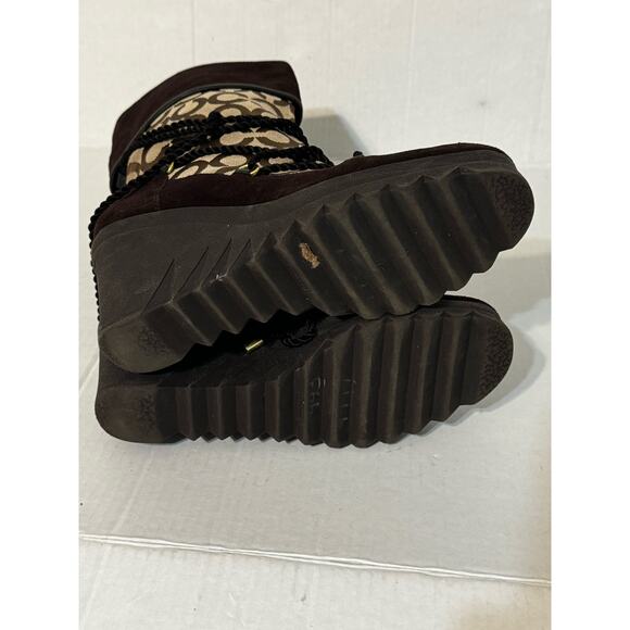 Coach Maisey Signature C Wedge‎ Boots Size 10 Khaki - Picture 7 of 9